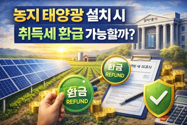 농지 태양광 설치 시 취득세 환급 가능할까?