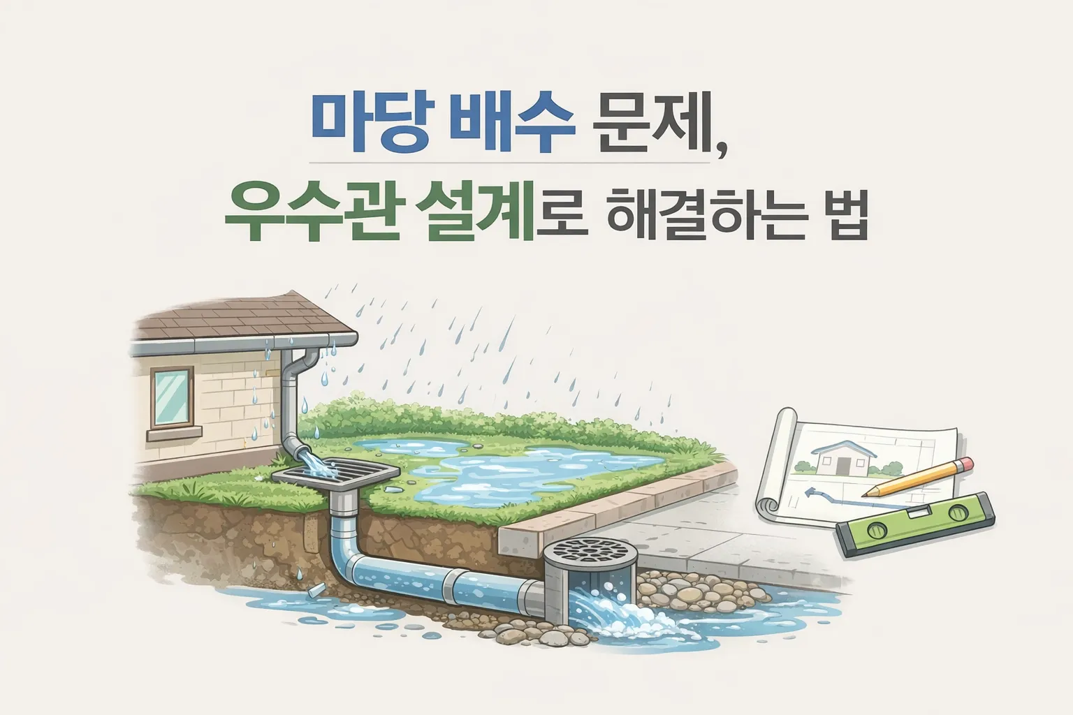 마당 배수 문제, 우수관 설계로 해결하는 법