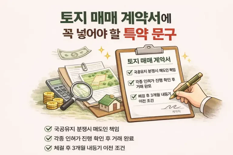 토지 매매 계약서에 꼭 넣어야 할 특약 문구
