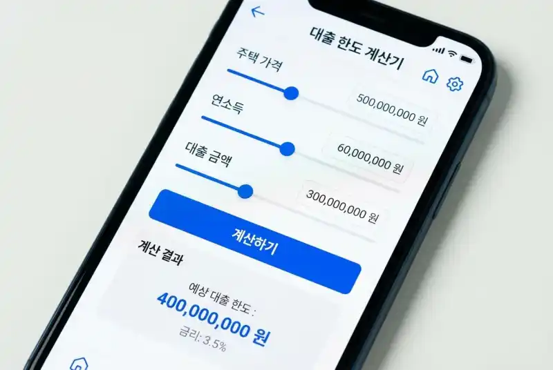 대출 한도 계산기 화면