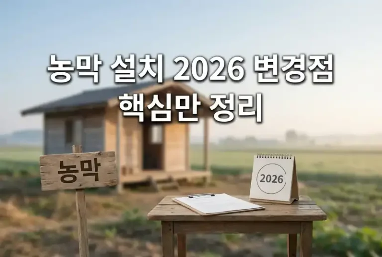 농막 설치, 2026년 정확히 뭐가 달라졌나요?