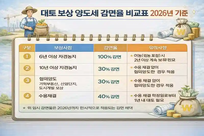 대토 보상 양도세 얼마나 줄일까? 2026 비과세 완벽 가이드