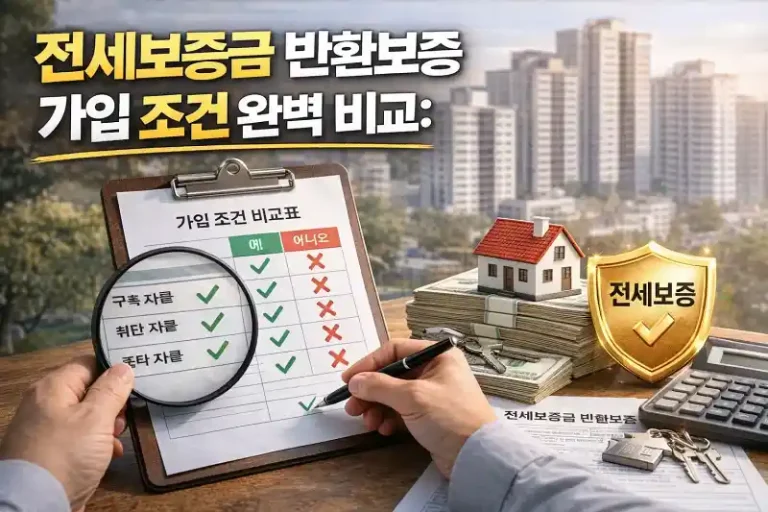 전세보증금 반환보증 가입 조건 완벽 비교