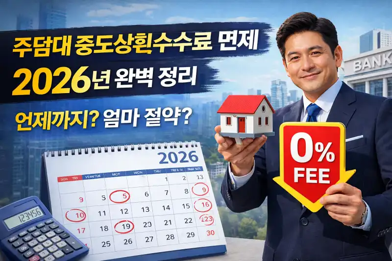 주담대 중도상환수수료 면제 2026년 완벽 정리 언제까지? 얼마 절약?