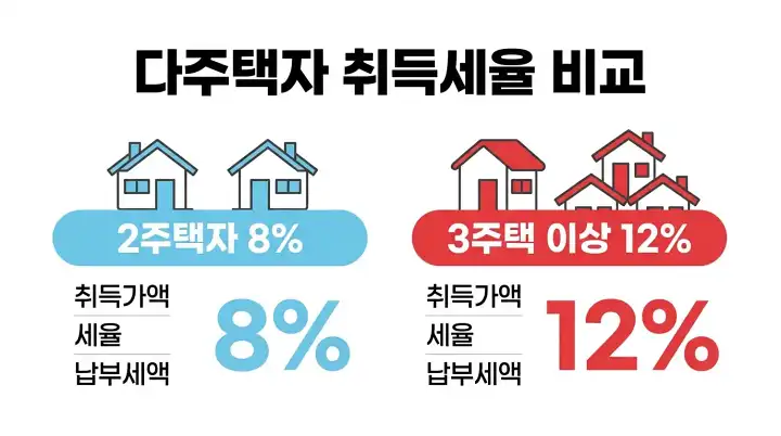다주택자 취득세율 비교