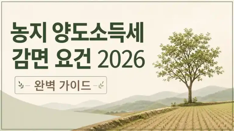 농지 양도소득세 감면 요건 2026 완벽 가이드