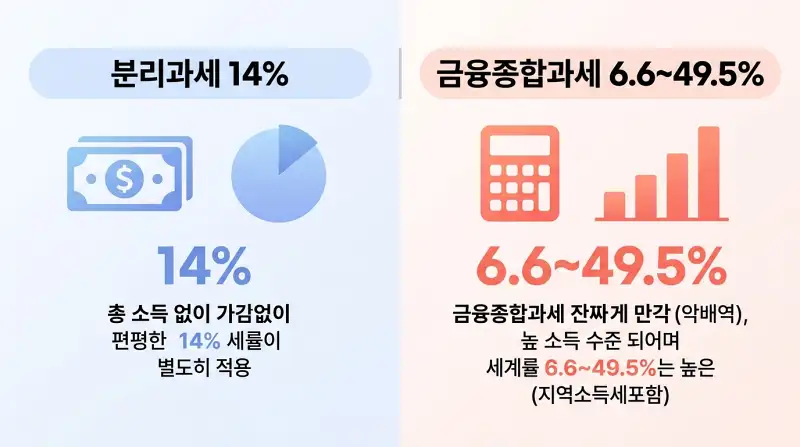 분리과세 vs 금융종합과세 비교 다이어그램