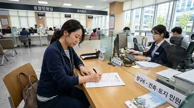 시청 민원 창구 신청 장면