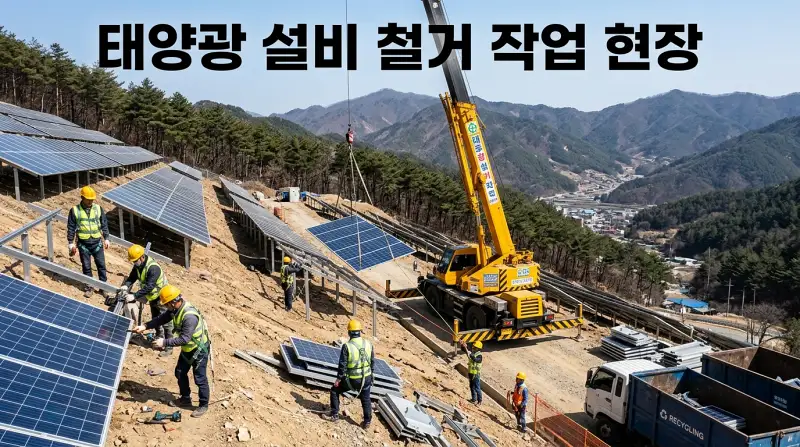 태양광 설비 철거 작업 현장