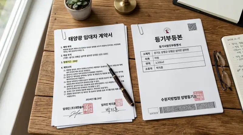 태양광 임대차 서류 플랫레이