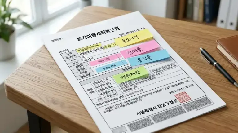 토지이용계획확인원 서류 실물 사진