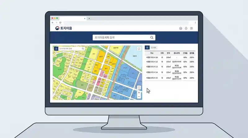 토지이음 웹사이트 검색 화면