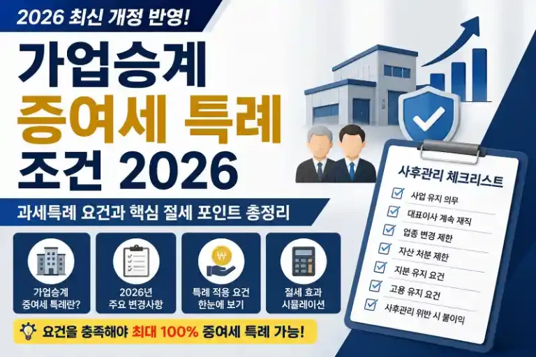 가업승계 증여세 특례 조건 2026과 사후관리 체크리스트