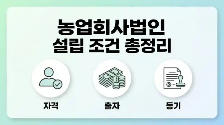 농업회사법인 설립 조건 총정리