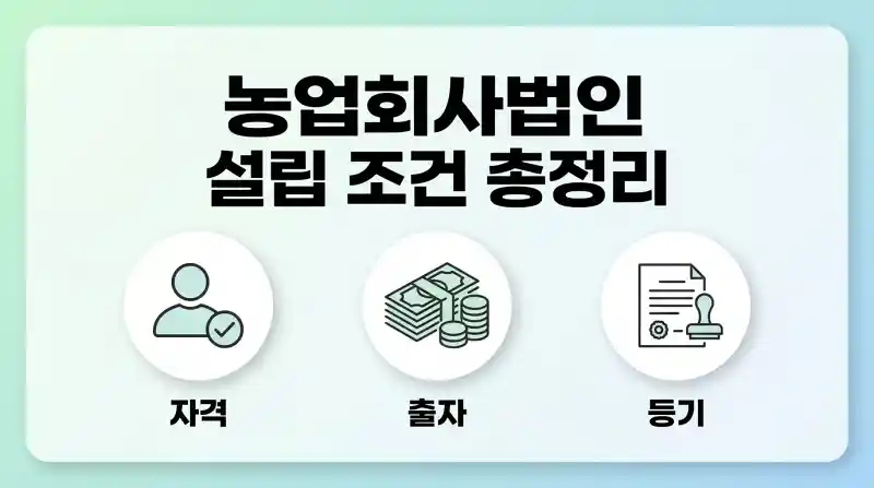 농업회사법인 설립 조건 총정리