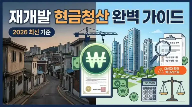 재개발 현금청산 대상 기준 2026 완벽 가이드