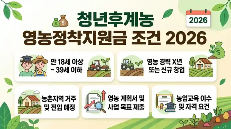 청년후계농 영농정착지원금 조건 2026 완벽 가이드