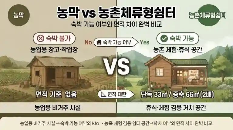 농막 vs 농촌체류형쉼터 차이