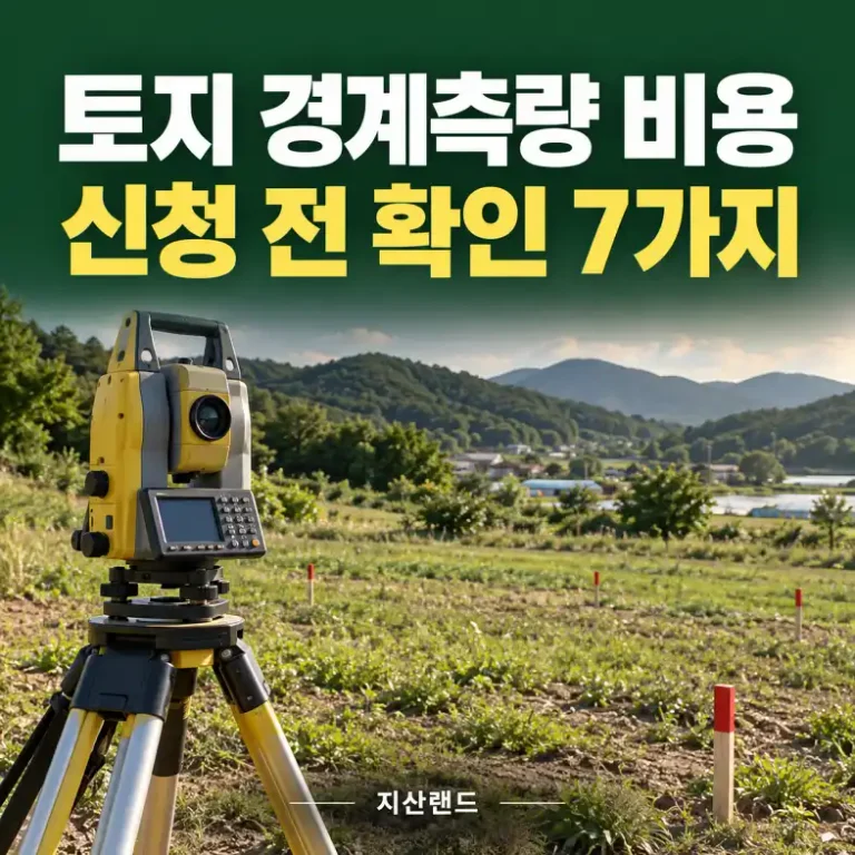 농촌 토지의 측량 장비와 경계 표지로 표현한 경계측량 비용 안내